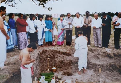 Foundation laying ceremony for Shiva Vishnu Temple 1986